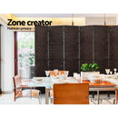 Room Divider 8 Panel Dividers Privacy Screen Rattan Wooden Stand Brown