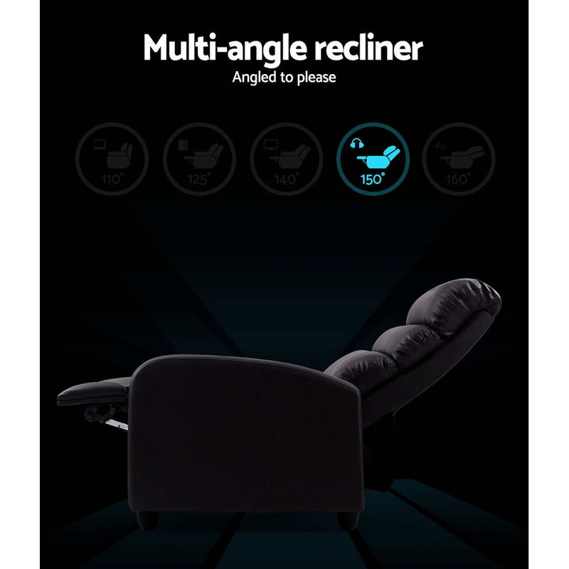 Luxury Recliner Chair Chairs Lounge Armchair Sofa Leather Cover Brown