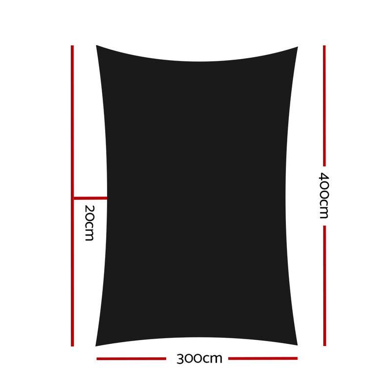 3x4m Shade Sail Sun Shadecloth 280gsm Black