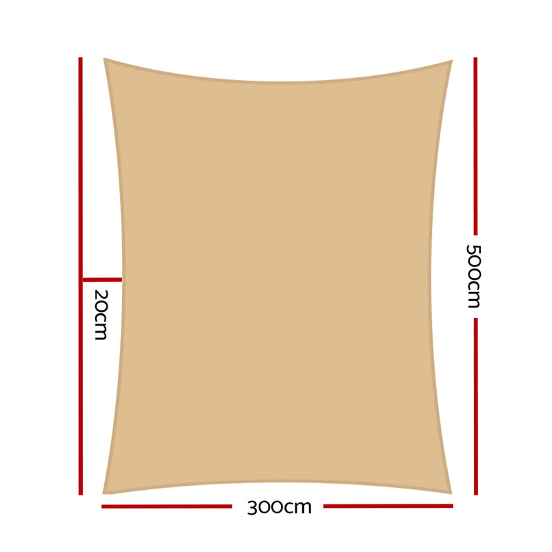 3x5m Shade Sail Sun Shadecloth Canopy 280gsm Sand