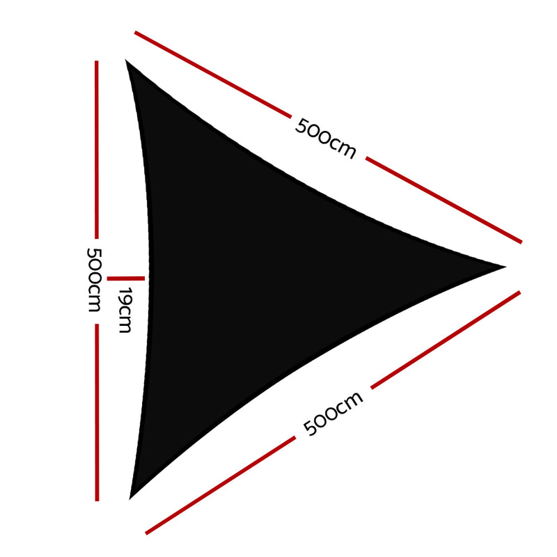 Sun Shade Sail Canopy Triangle 280gsm 5x5x5m Black
