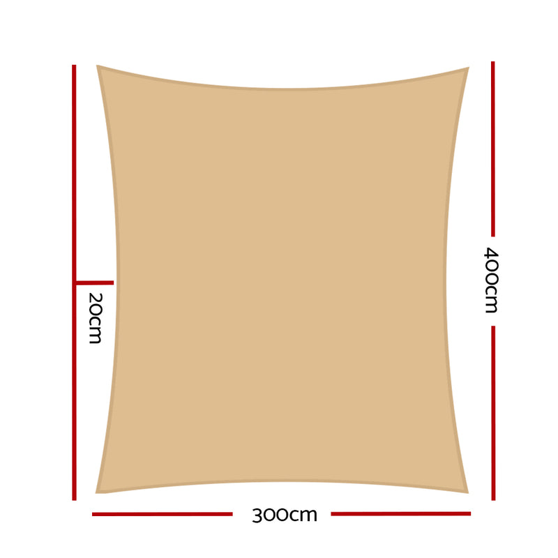 Shade Sail Cloth Shadecloth Rectangle Heavy Duty Sand Sun Canopy 3x4m