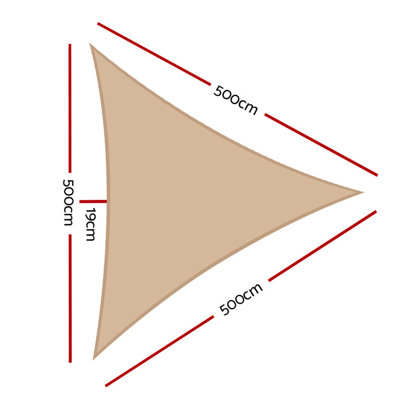 5x5x5m Shade Sail Cloth Shadecloth Triangle Heavy Duty Sand Sun Canopy