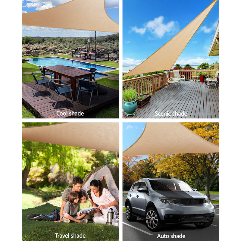 5x5x5m Shade Sail Cloth Shadecloth Triangle Heavy Duty Sand Sun Canopy
