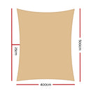 4 x 5m Waterproof Rectangle Shade Sail Cloth - Sand Beige