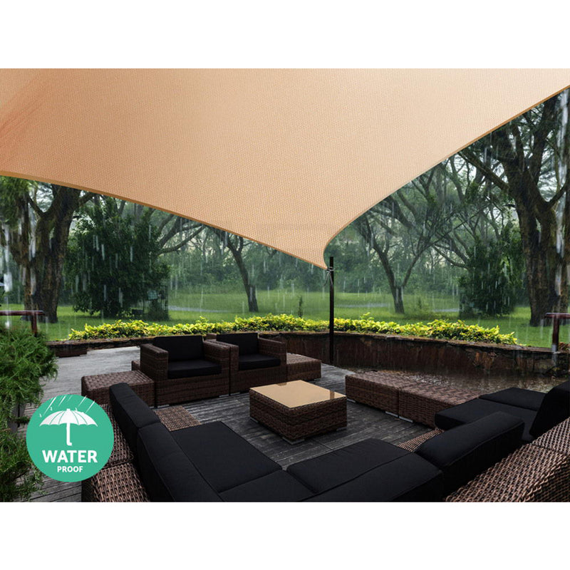 5 x 5 x 5m Waterproof Triangle Shade Sail Cloth - Sand Beige
