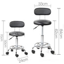 PU Leather Swivel Chair with Backrest - Black