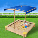 Keezi Wooden Outdoor Sand Box Set Sand Pit- Natural Wood