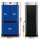 70L Sensor Bin Stainless Steel Recycling Drawer Rubbish Bin Black