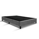 King Size Bed Base Frame Mattress Platform Fabric Wooden Grey BRISK