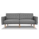 Sofa Bed Lounge 3 Seater Futon Couch Recline Chair Wooden 195cm Fabric