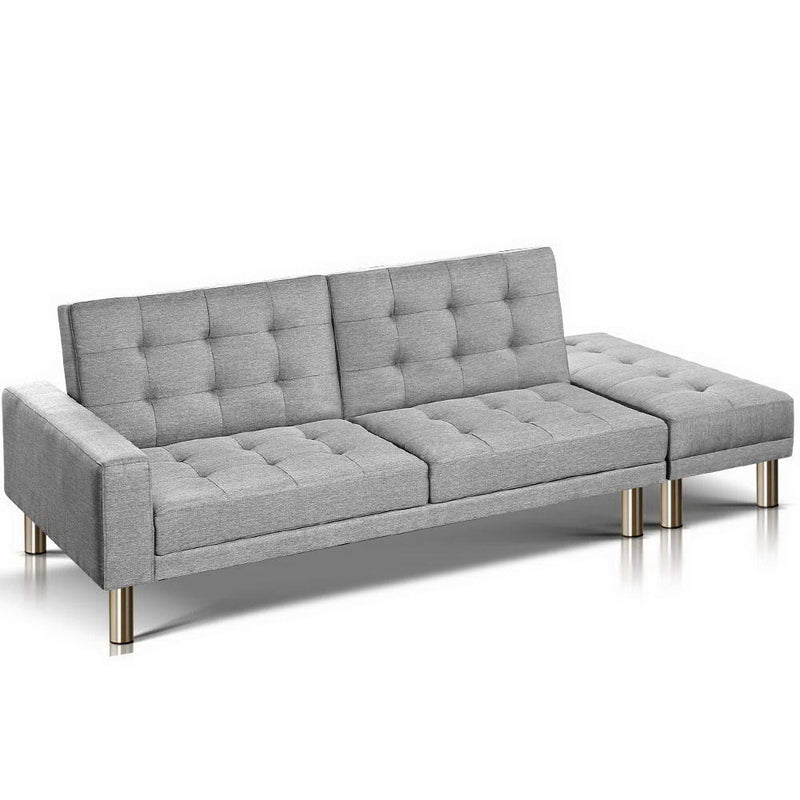 Sofa Bed Lounge Set Futon 3 Seater Couch Recliner Ottoman Fabric