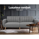 Sofa Bed Lounge 3 Seater Futon Couch Recline Chair Wooden 207cm Fabric Grey