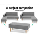 3 Seater Sofa Bed Ottoman Recliner Lounge Scandinavian Grey