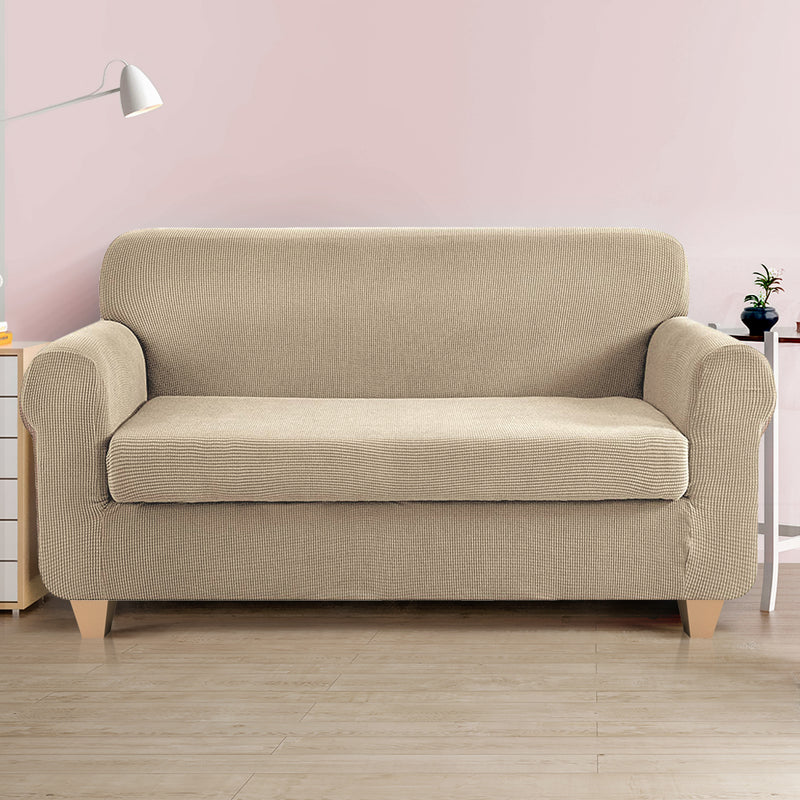 2-piece Sofa Cover Elastic Stretch Couch Covers Protector 3 Steater Sand