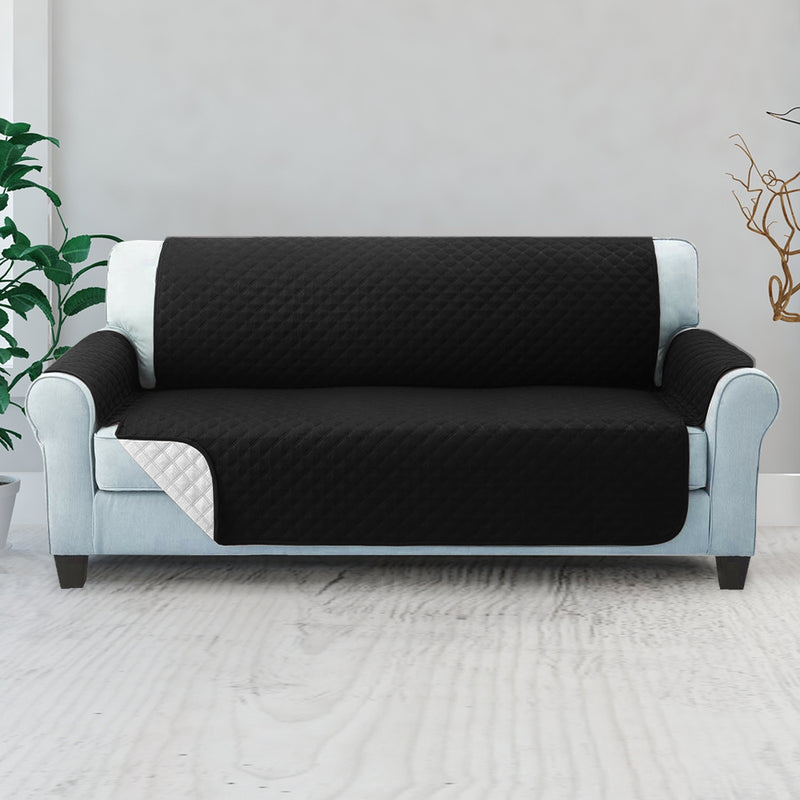 Sofa Cover Quilted Couch Covers Lounge Protector Slipcovers 3 Seater Black