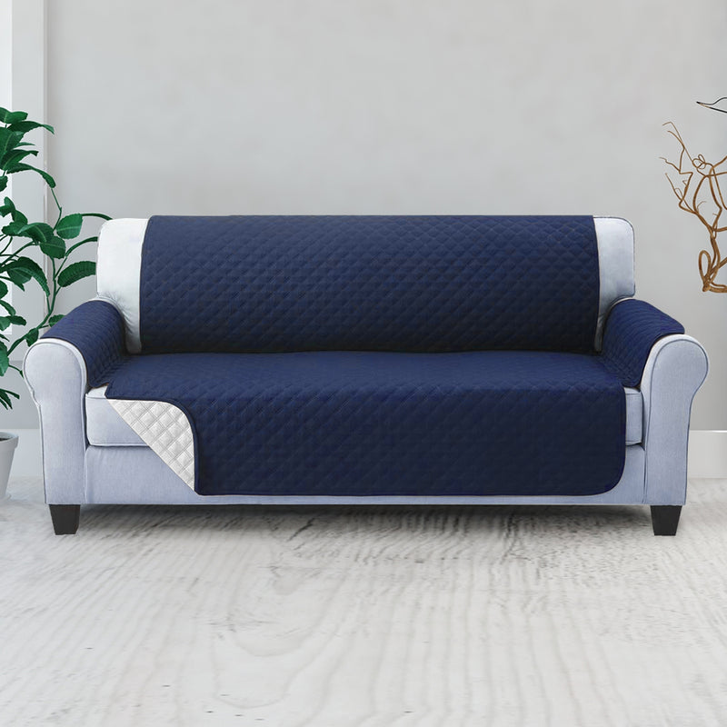 Sofa Cover Quilted Couch Covers Lounge Protector Slipcovers 3 Seater Navy