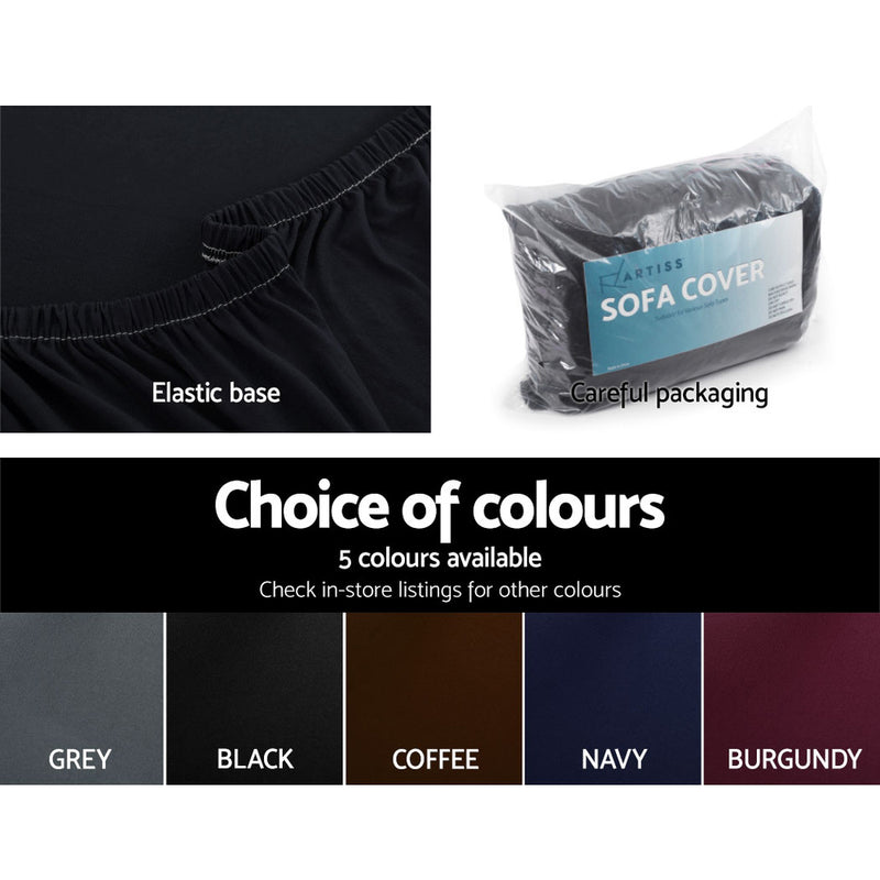 Sofa Cover Elastic Stretchable Couch Covers Black 1 Seater