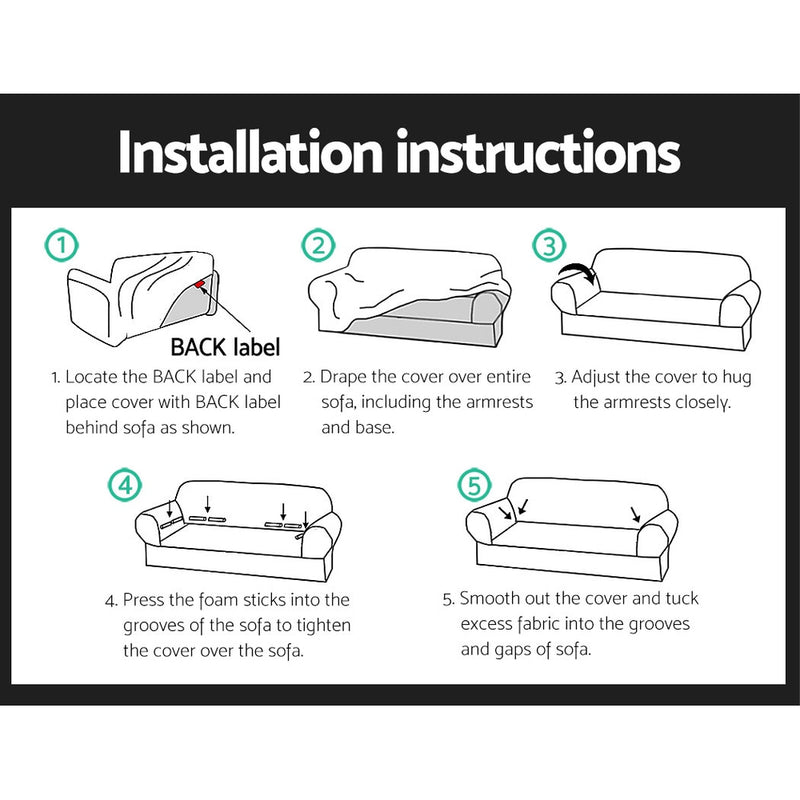 Sofa Cover Elastic Stretchable Couch Covers Black 1 Seater