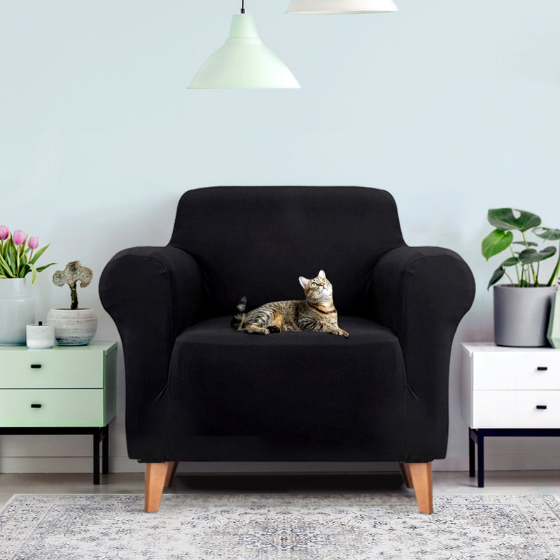 Sofa Cover Elastic Stretchable Couch Covers Black 1 Seater