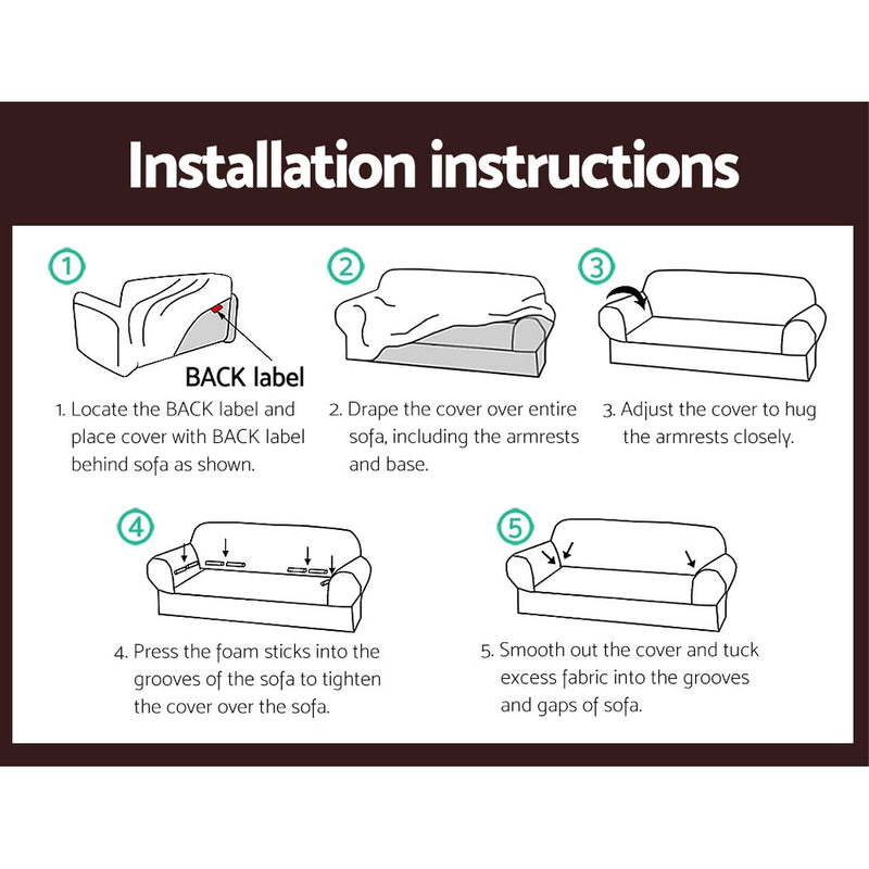 Sofa Cover Elastic Stretchable Couch Covers Coffee 1 Seater