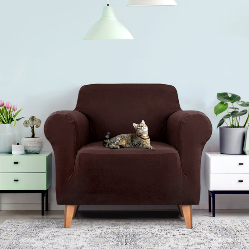 Sofa Cover Elastic Stretchable Couch Covers Coffee 1 Seater