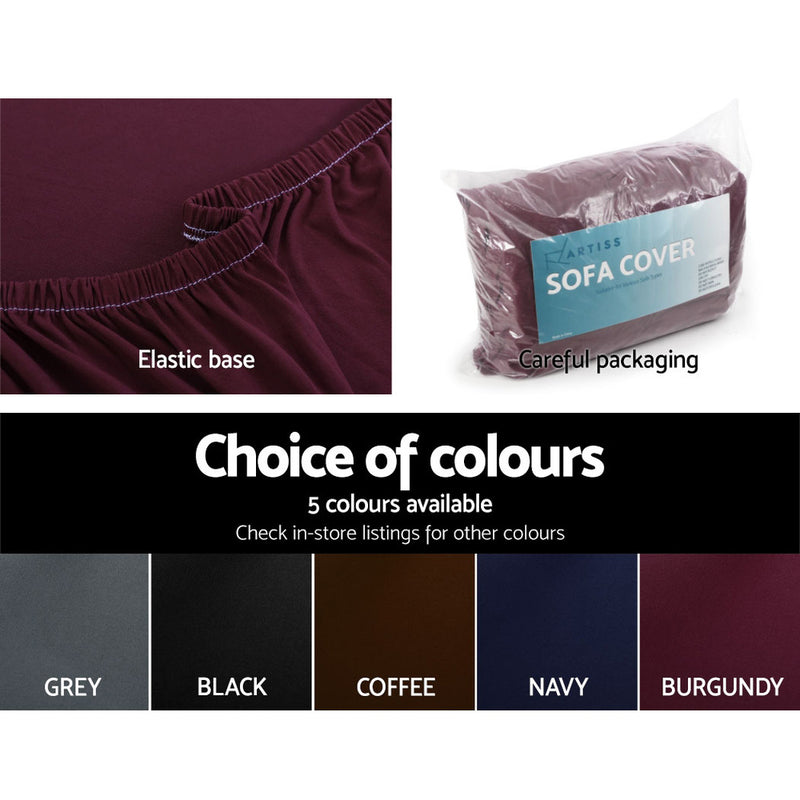 Sofa Cover Elastic Stretchable Couch Covers Burgundy 1 Seater