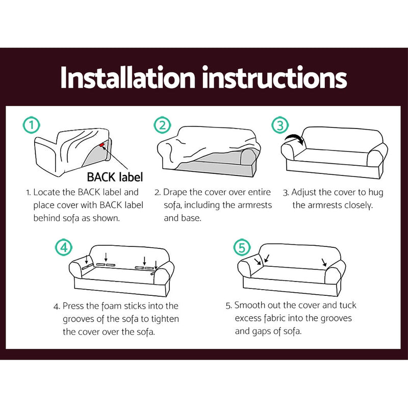 Sofa Cover Elastic Stretchable Couch Covers Burgundy 1 Seater