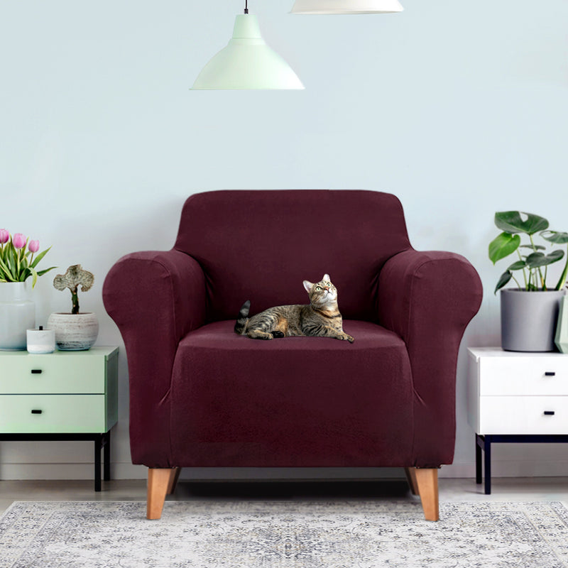 Sofa Cover Elastic Stretchable Couch Covers Burgundy 1 Seater