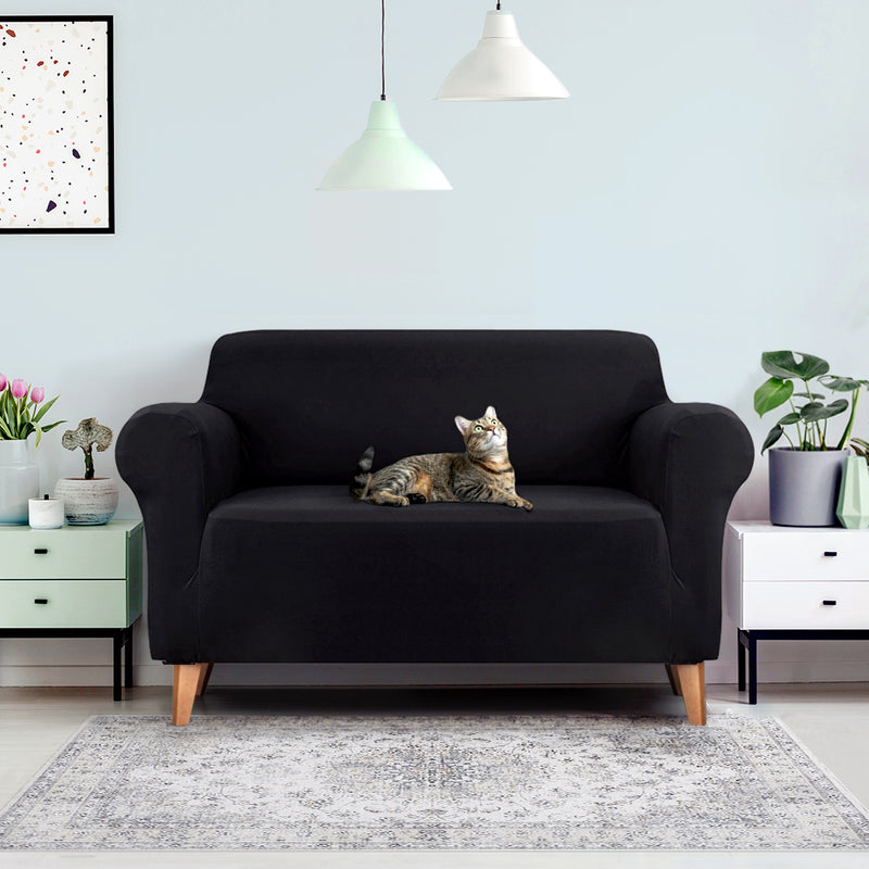 Sofa Cover Elastic Stretchable Couch Covers Black 2 Seater