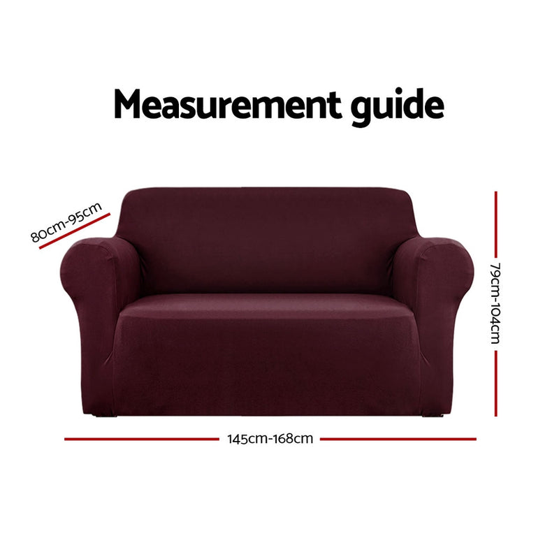 Sofa Cover Elastic Stretchable Couch Covers Burgundy 2 Seater