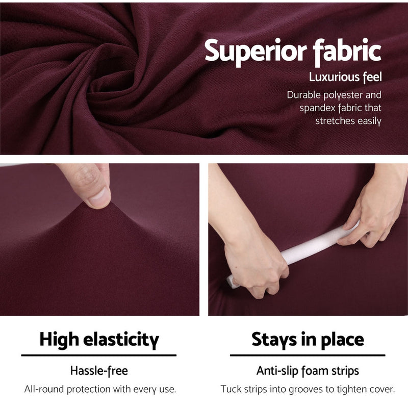 Sofa Cover Elastic Stretchable Couch Covers Burgundy 2 Seater