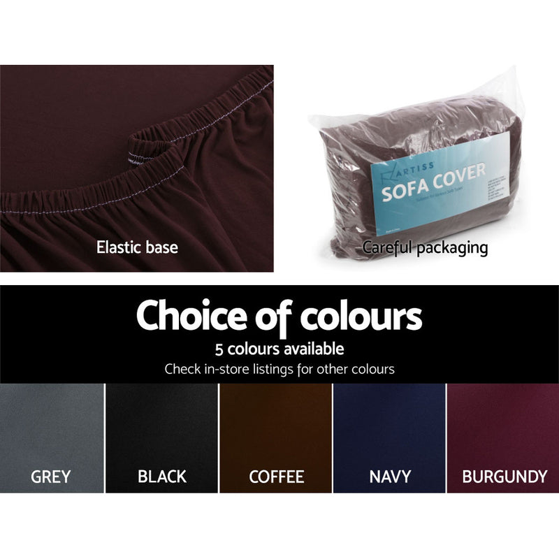 Sofa Cover Elastic Stretchable Couch Covers Coffee 3 Seater
