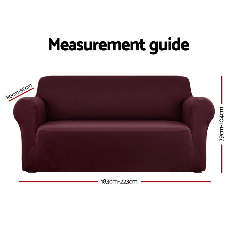 Sofa Cover Elastic Stretchable Couch Covers Burgundy 3 Seater