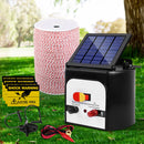 Giantz 8KM Solar Electric Fence Energiser Energizer 0.3J + 2000M Poly Fencing Wire Tape Farm + 25pcs Insulators