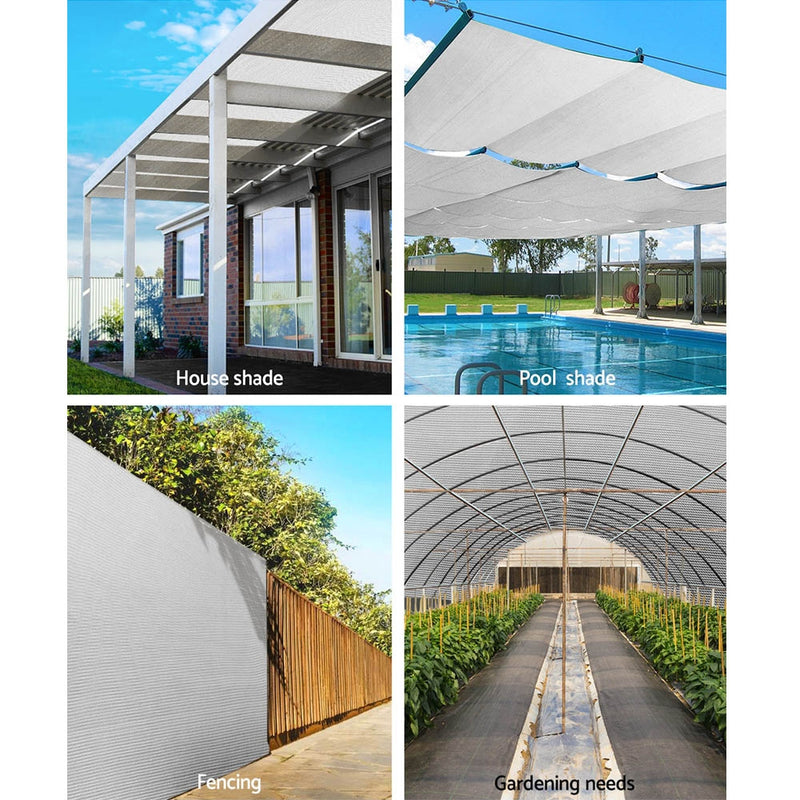 1.83x10m 50% UV Shade Cloth Shadecloth Sail Garden Mesh Roll Outdoor White
