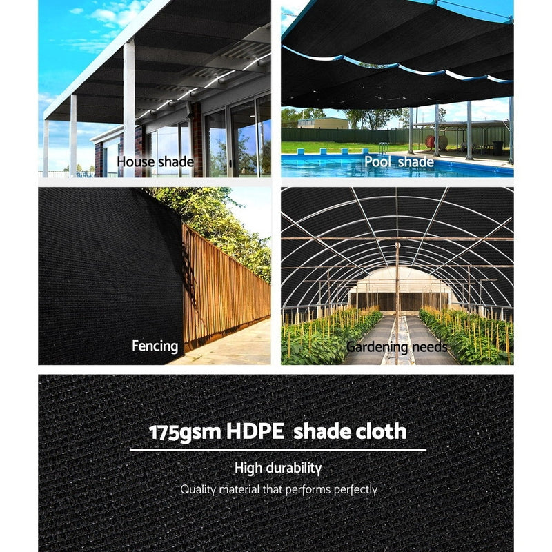 70% Sun Shade Cloth Shadecloth Sail Roll Mesh 1.83x10m 175gsm Black