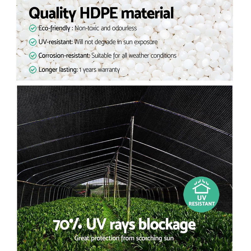 70% Sun Shade Cloth Shadecloth Sail Roll Mesh 1.83x10m 175gsm Black