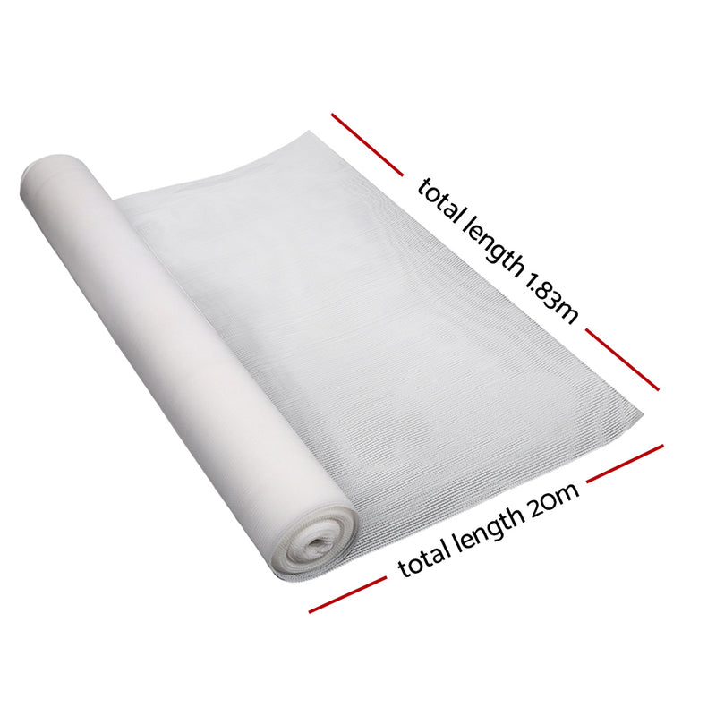 1.83x20m 50% UV Shade Cloth Shadecloth Sail Garden Mesh Roll Outdoor White