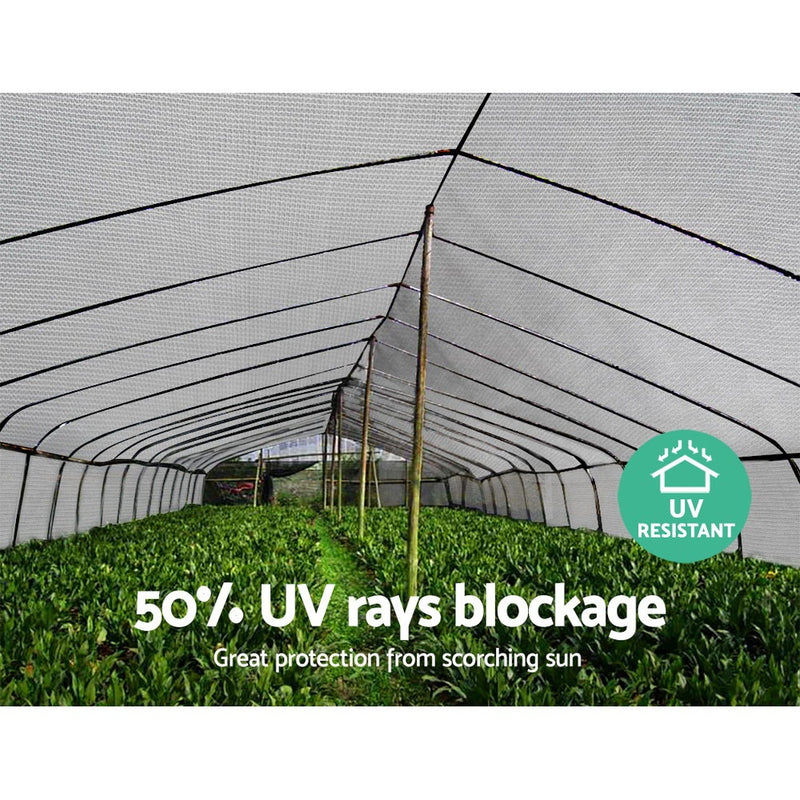 1.83x30m 50% UV Shade Cloth Shadecloth Sail Garden Mesh Roll Outdoor White