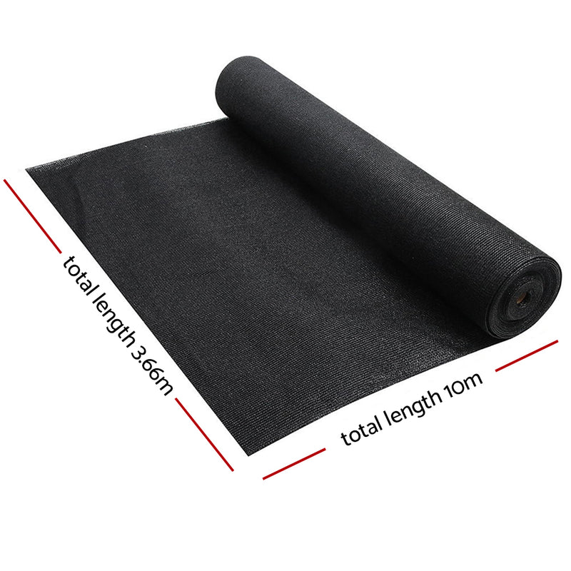 50% UV Sun Shade Cloth Shadecloth Sail Roll Mesh Garden Outdoor 3.66x10m Black