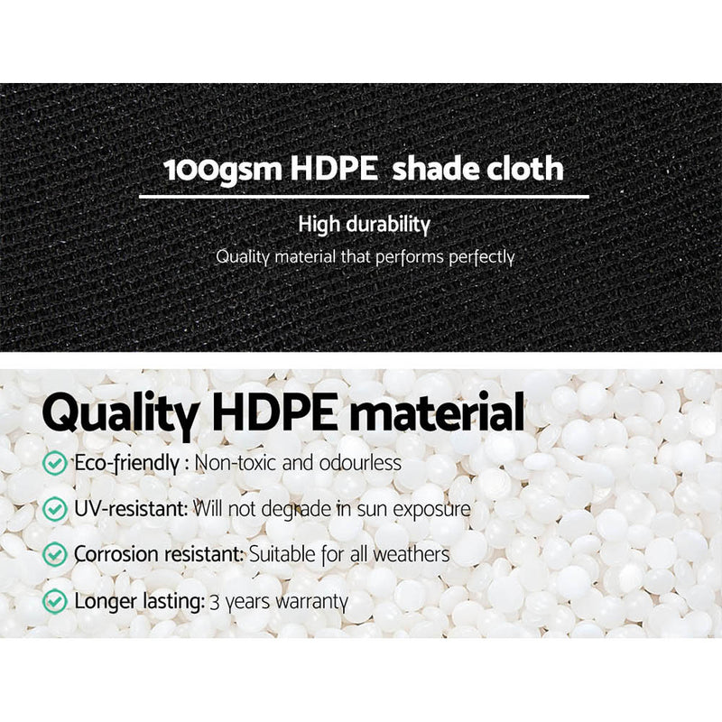 50% UV Sun Shade Cloth Shadecloth Sail Roll Mesh Garden Outdoor 3.66x10m Black
