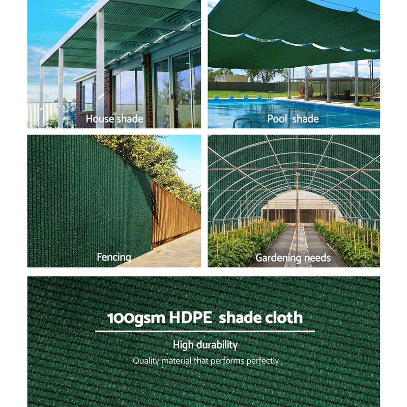 50% Sun Shade Cloth Shadecloth Sail Roll Mesh 3.66x10m 100gsm Green