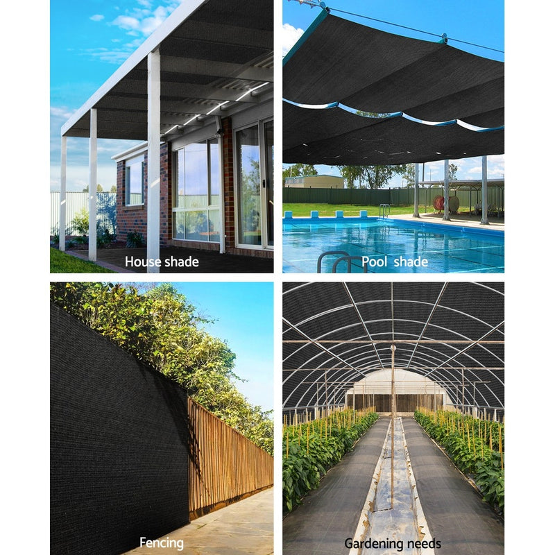 3.66x10m 50% UV Shade Cloth Shadecloth Sail Garden Mesh Roll Outdoor Black