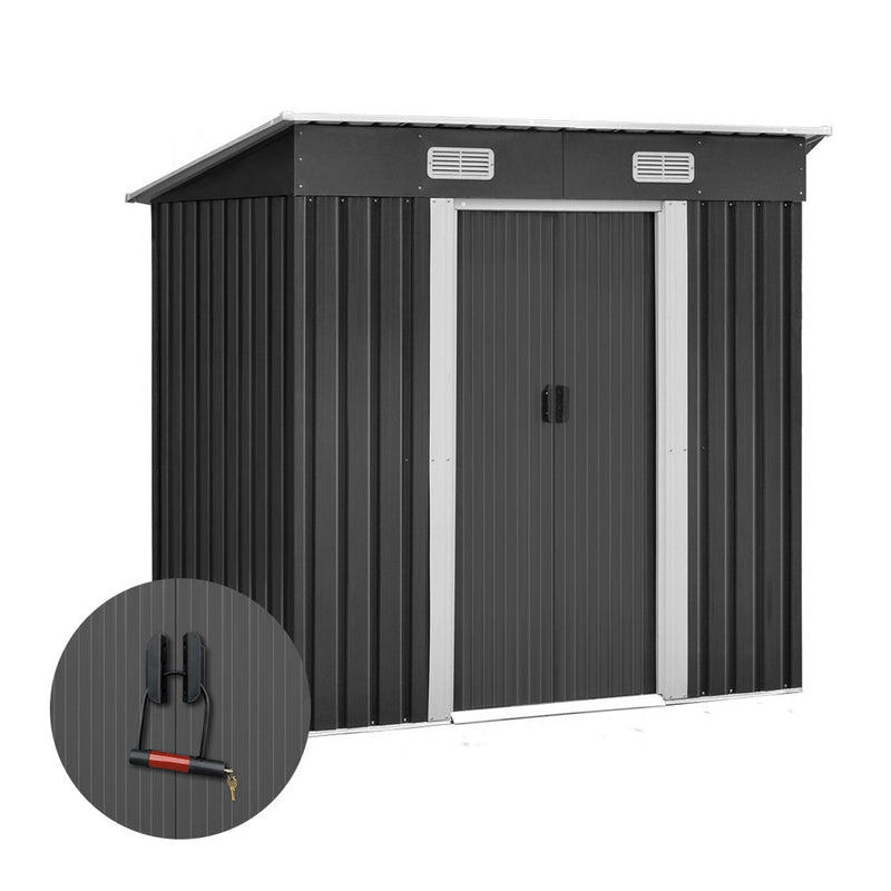 1.94 x 1.21m metal Tool Shed - Grey