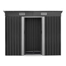 2.38 x 1.31m Steel Base Garden Shed - Grey