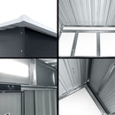 2.38 x 1.31m Steel Base Garden Shed - Grey
