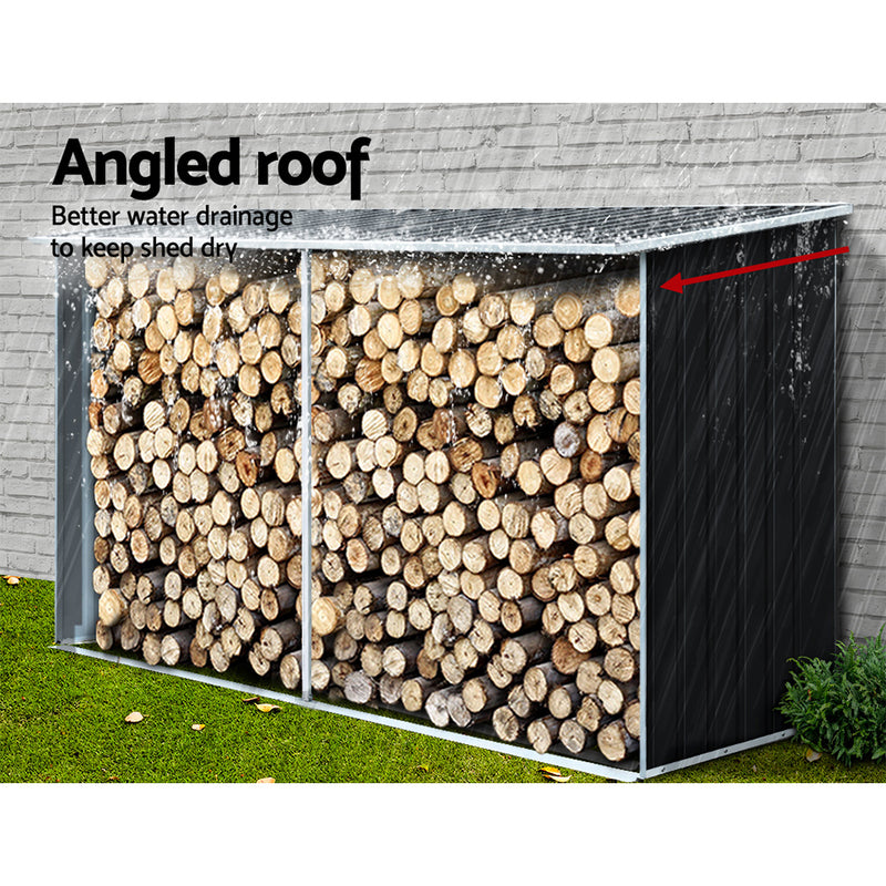 Log Storage Shed Galvanised Steel Outdoor Garden Firewood 3.5m³ Shelter