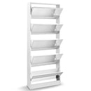 5 Drawer Mirrored Wooden Shoe Cabinet - White