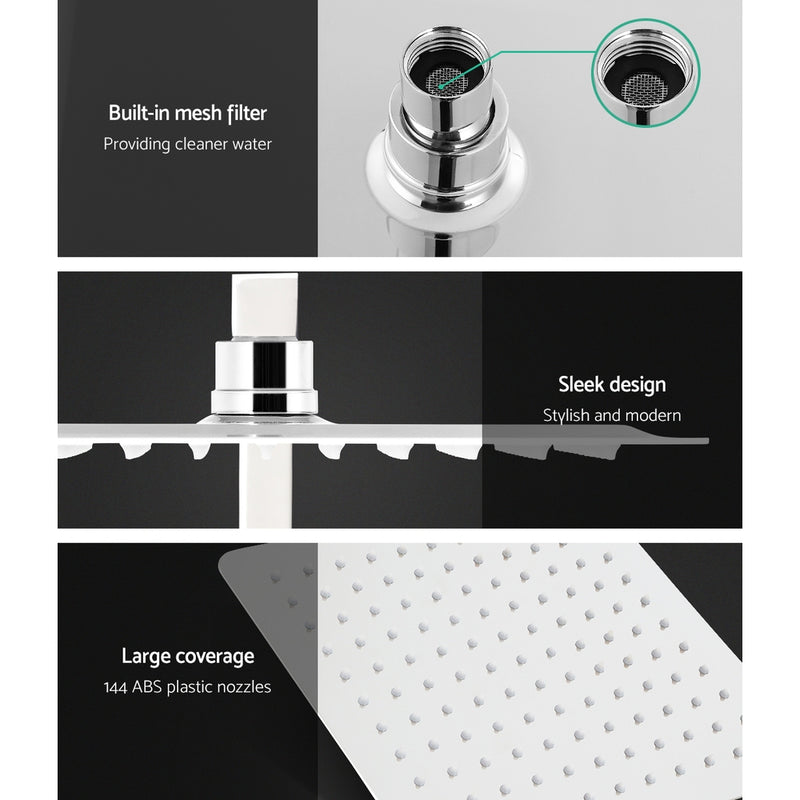 10'' Rain Shower Head Set Round Handheld High Pressure Wall Chrome